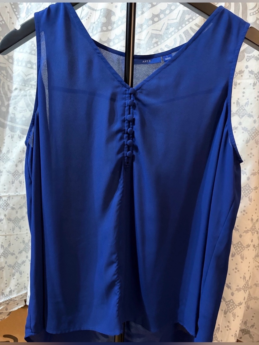APT. 9 Royal Blue Sleeveless Pleated Back Blouse | Large